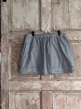 J. Crew Navy and White Striped Cotton Mini Skirt